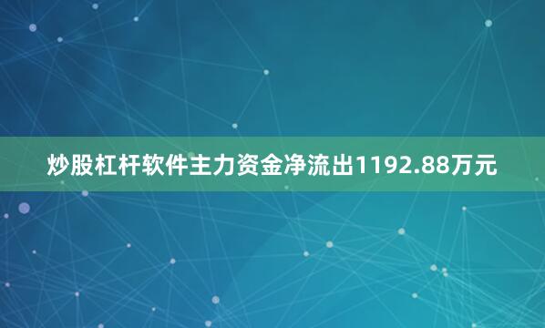 炒股杠杆软件主力资金净流出1192.88万元